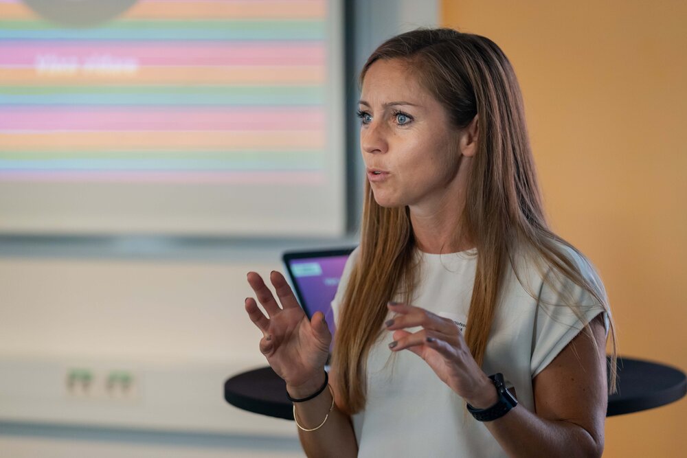 Maria Olofsson during a presentation at Ignite Sweden fall kickoff in Augusti.