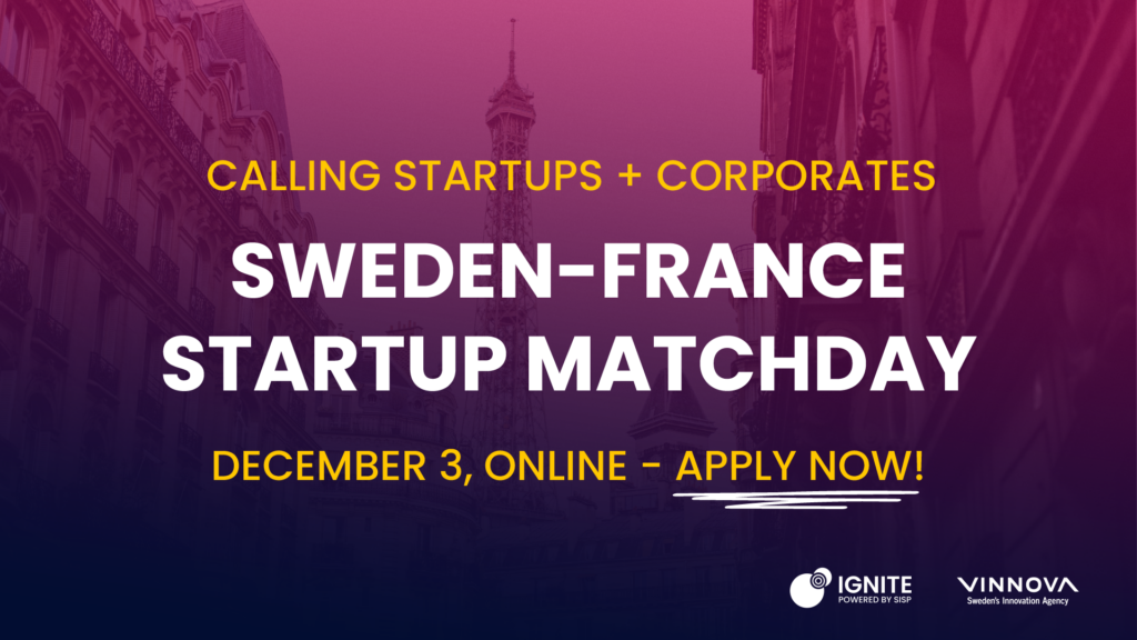 Banner of the digital matchmaking Sweden-France Startup Matchday on December 3.