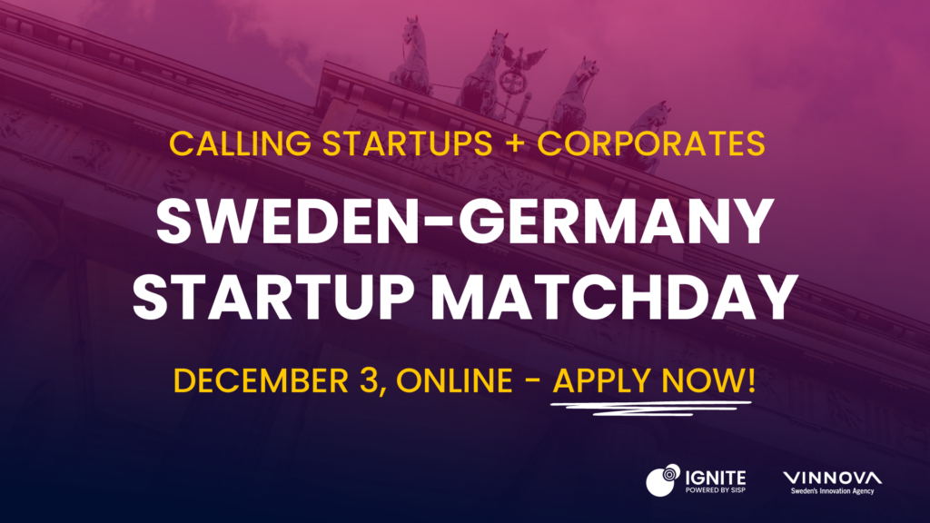 Banner of the digital matchmaking Sweden-Germany Startup Matchday on December 3.