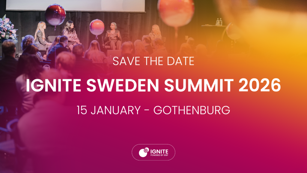 Banner of Ignite Sweden Summit 2026, Ignite Sweden's flagship event showcasing best practices in startup collaborations.